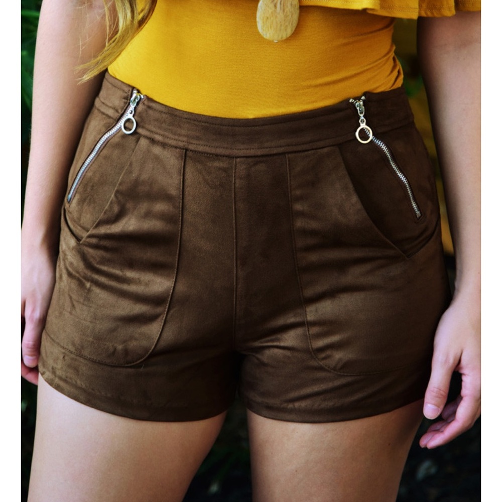 Brown suede shorts